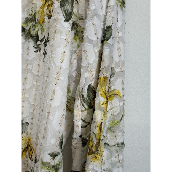 NWOT WHBM Gold Floral Long Sleeve Smocked Blouse Size Medium - Picture 2 of 6